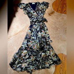 Tanya Taylor 
Blaire Floral Wrap Midi-Dress - Size 4